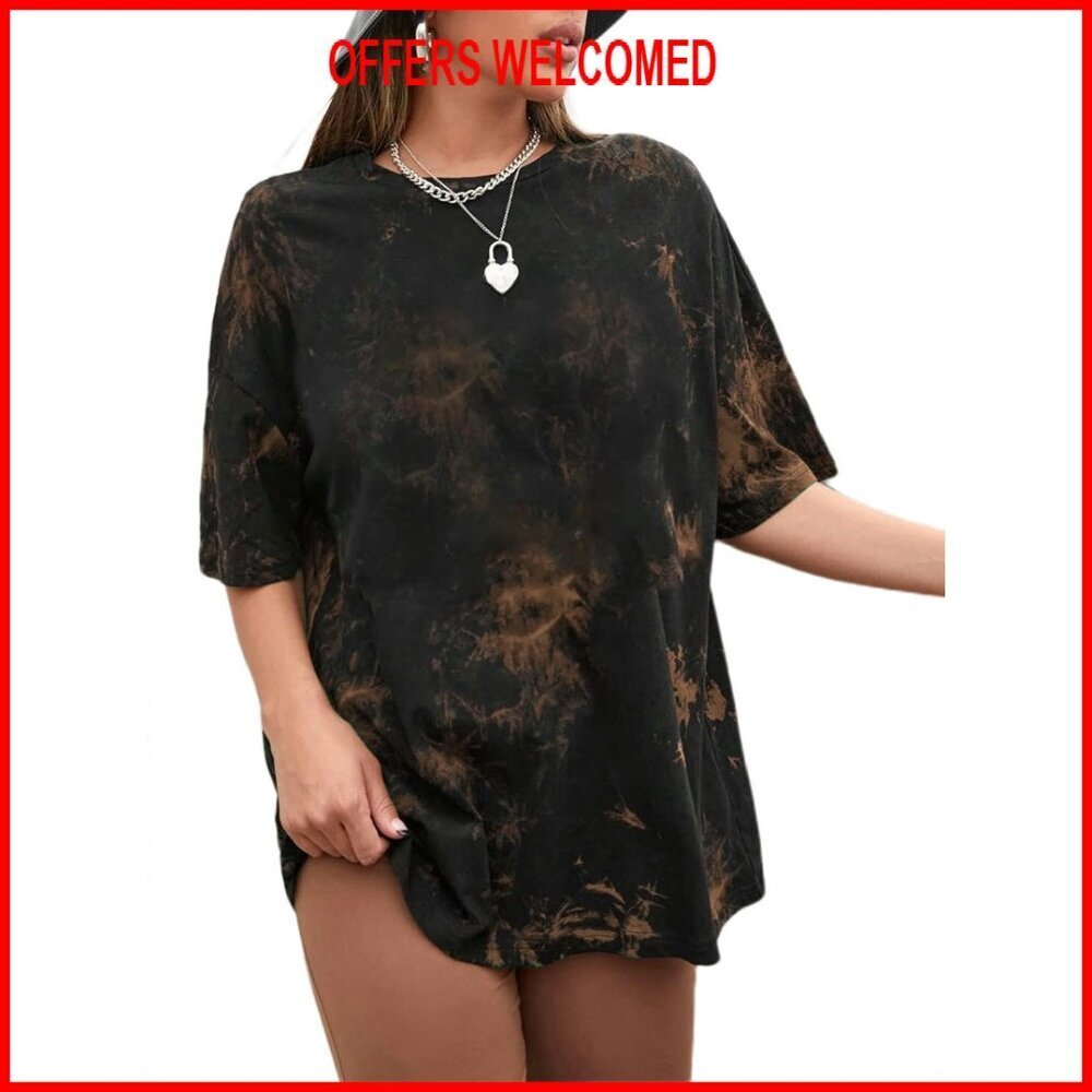 Oversized Cotton Graphic Tee Women's Casual Short Sleeve Loose Fit Top